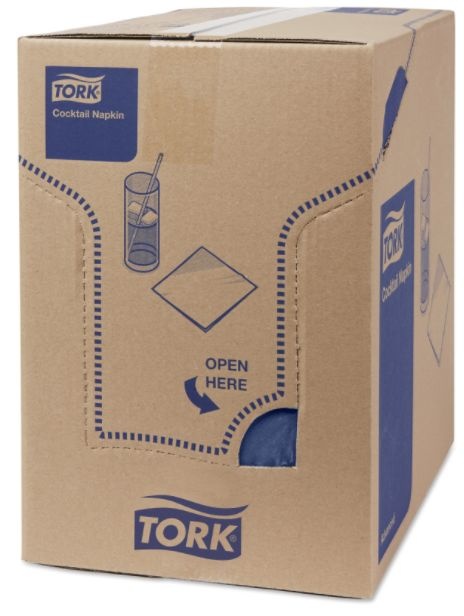 Tork Tork tissue servet 23x23cm 2-laags 1/4-vouw donkerblauw 10x300