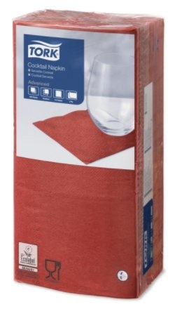 Tork Tork tissue servet 23x23cm 2-laags 1/4-vouw rood 10x300