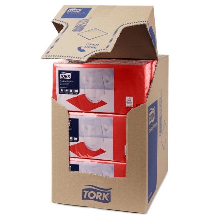 Tork Tork tissue servet 23x23cm 2-laags 1/4-vouw rood 10x300