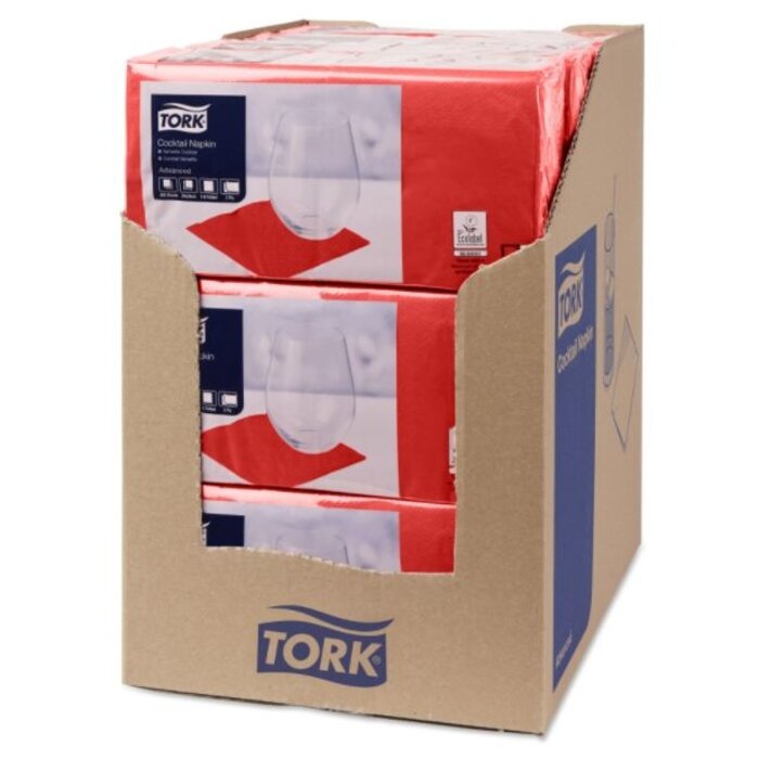 Tork Tork tissue servet 23x23cm 2-laags 1/4-vouw rood 10x300