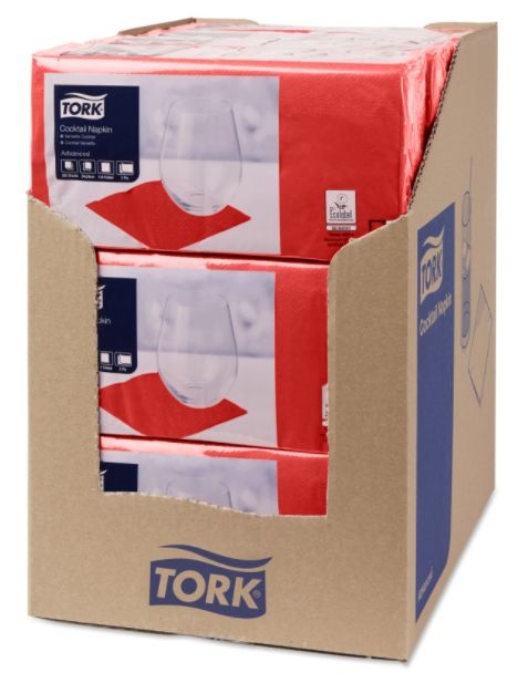 Tork Tork tissue servet 23x23cm 2-laags 1/4-vouw rood 10x300