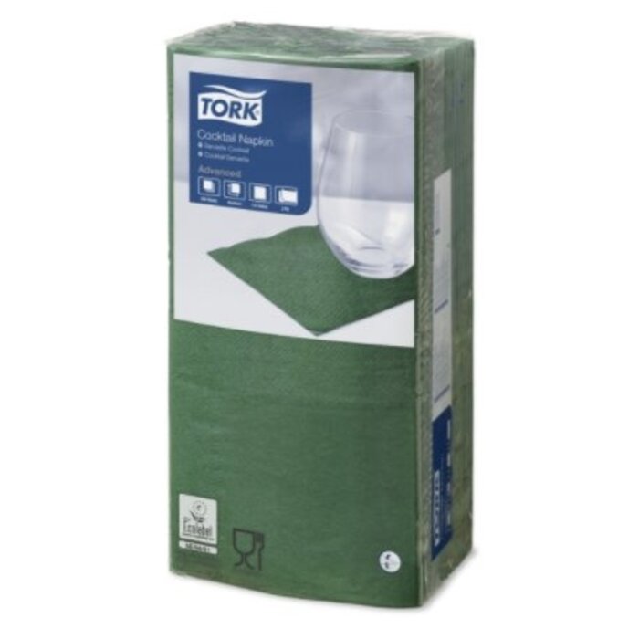 Tork Tork tissue servet 23x23cm 2-laags 1/4-vouw donkergroen 10x300