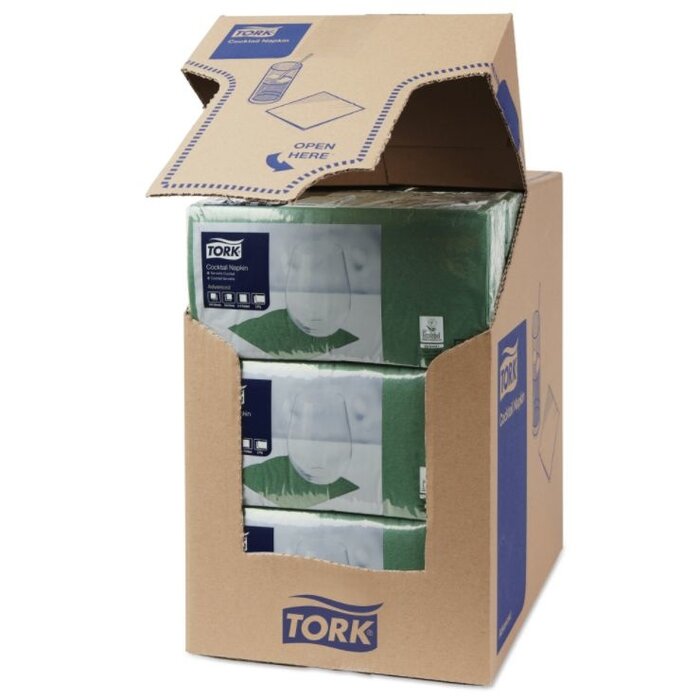 Tork Tork tissue servet 23x23cm 2-laags 1/4-vouw donkergroen 10x300