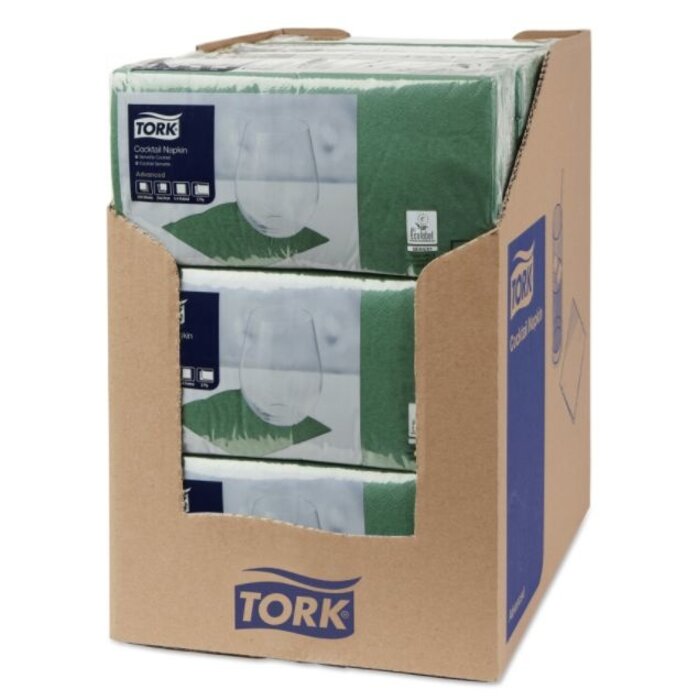 Tork Tork tissue servet 23x23cm 2-laags 1/4-vouw donkergroen 10x300