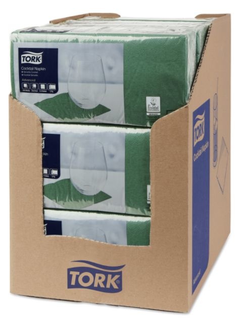 Tork Tork tissue servet 23x23cm 2-laags 1/4-vouw donkergroen 10x300