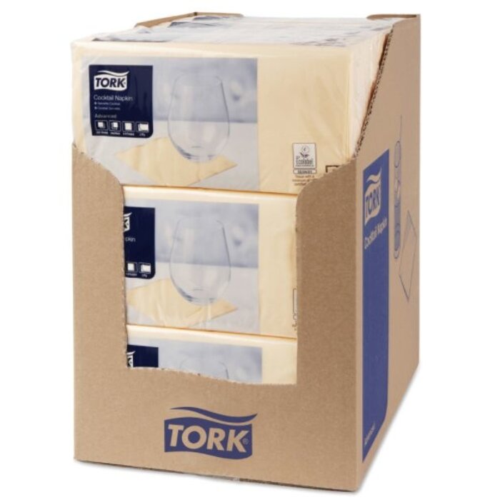 Tork Tork tissue servet 23x23cm 2-laags 1/4-vouw Zand 10x300