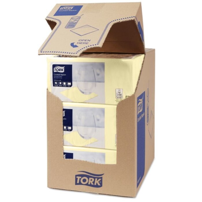 Tork Tork tissue servet 23x23cm 2-laags 1/4-vouw Champagne 10x300