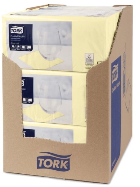 Tork Tork tissue servet 23x23cm 2-laags 1/4-vouw Champagne 10x300
