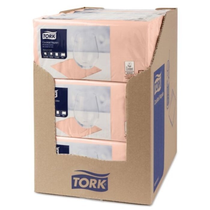 Tork Tork tissue servet 23x23cm 2-laags 1/4-vouw Perzik 10x300