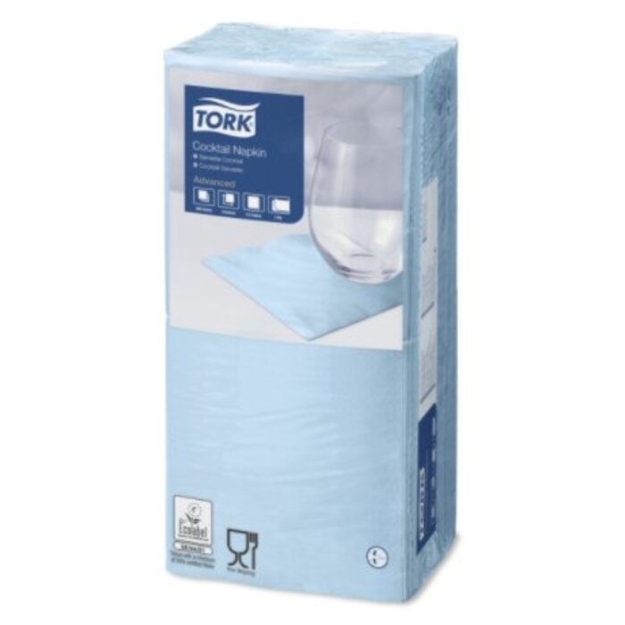 Tork Tork tissue servet 23x23cm 2-laags 1/4-vouw lichtblauw 10x300