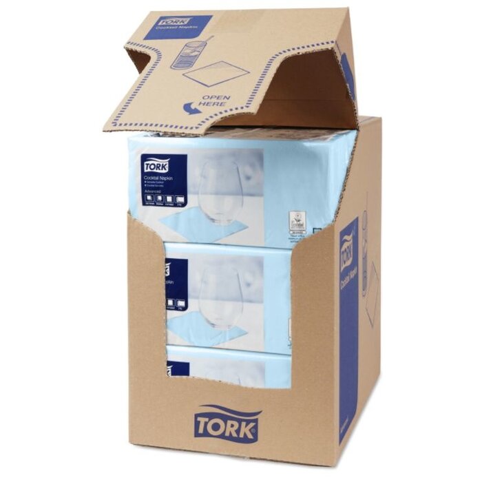 Tork Tork tissue servet 23x23cm 2-laags 1/4-vouw lichtblauw 10x300