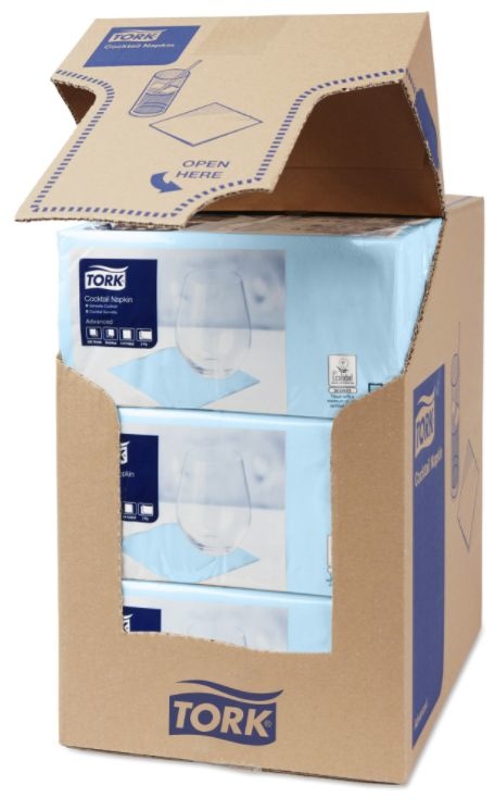 Tork Tork tissue servet 23x23cm 2-laags 1/4-vouw lichtblauw 10x300