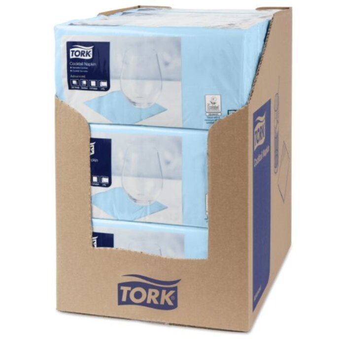 Tork Tork tissue servet 23x23cm 2-laags 1/4-vouw lichtblauw 10x300