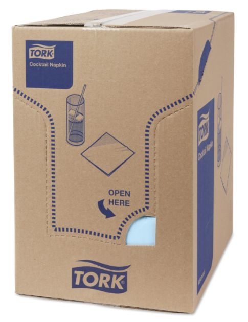 Tork Tork tissue servet 23x23cm 2-laags 1/4-vouw lichtblauw 10x300