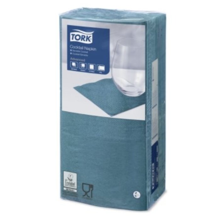 Tork Tork tissue servet 23x23cm 2-laags 1/4-vouw blauwgroen 10x300