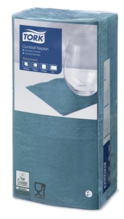 Tork Tork tissue servet 23x23cm 2-laags 1/4-vouw blauwgroen 10x300