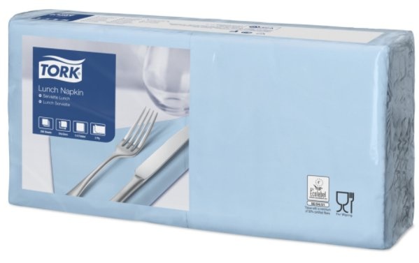 Tork Tork tissue servet 33x33cm 2-laags 1/4-vouw lichtblauw 10x200