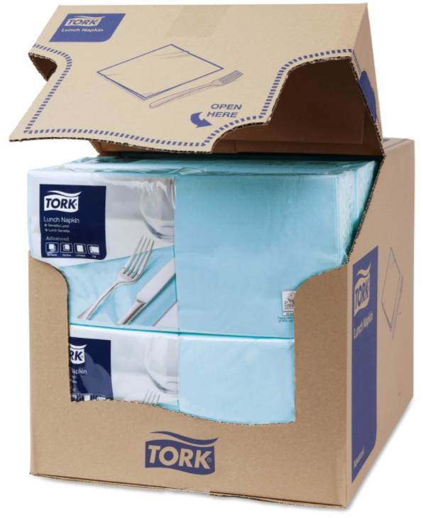 Tork Tork tissue servet 33x33cm 2-laags 1/4-vouw lichtblauw 10x200
