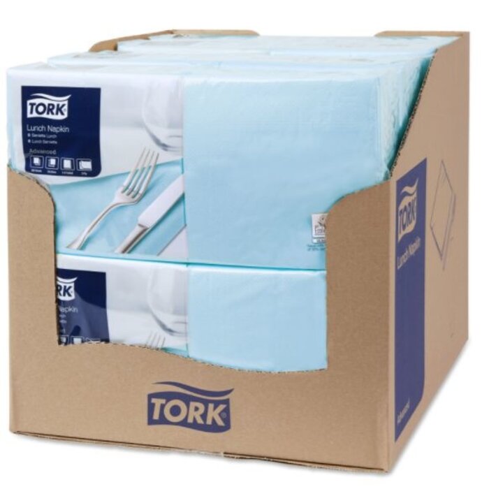 Tork Tork tissue servet 33x33cm 2-laags 1/4-vouw lichtblauw 10x200