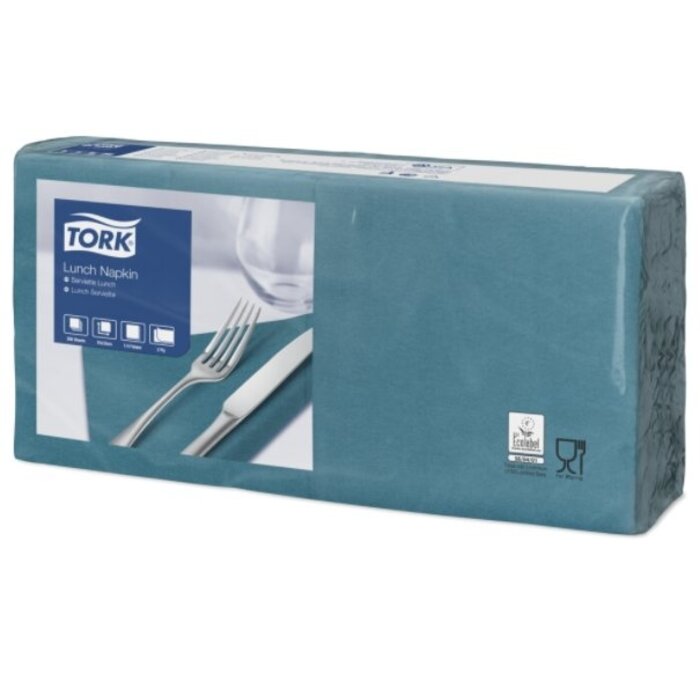 Tork Tork tissue servet 33x33cm 2-laags 1/4-vouw blauwgroen 10x200