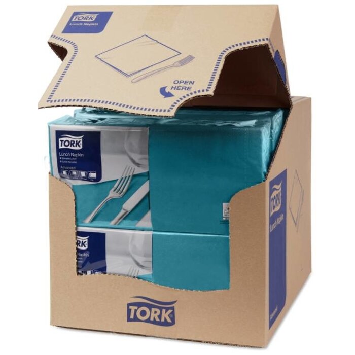 Tork Tork tissue servet 33x33cm 2-laags 1/4-vouw blauwgroen 10x200