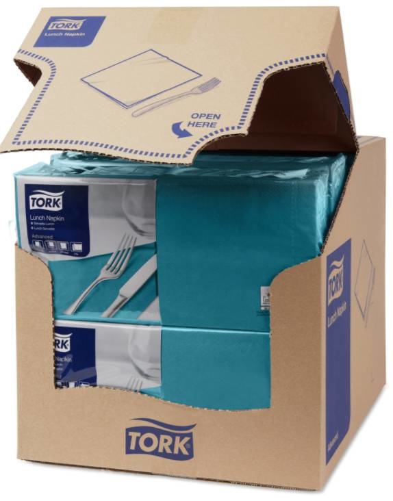Tork Tork tissue servet 33x33cm 2-laags 1/4-vouw blauwgroen 10x200