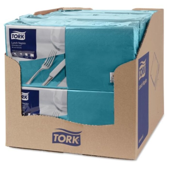 Tork Tork tissue servet 33x33cm 2-laags 1/4-vouw blauwgroen 10x200
