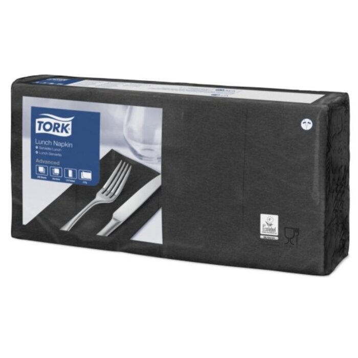 Tork Tork tissue servet 33x33cm 2-laags 1/4-vouw zwart 10x200