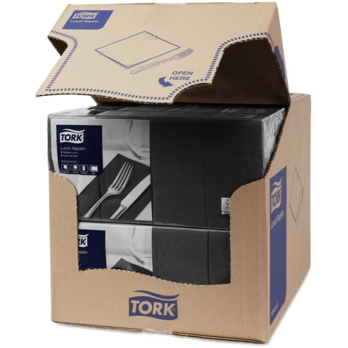 Tork Tork tissue servet 33x33cm 2-laags 1/4-vouw zwart 10x200