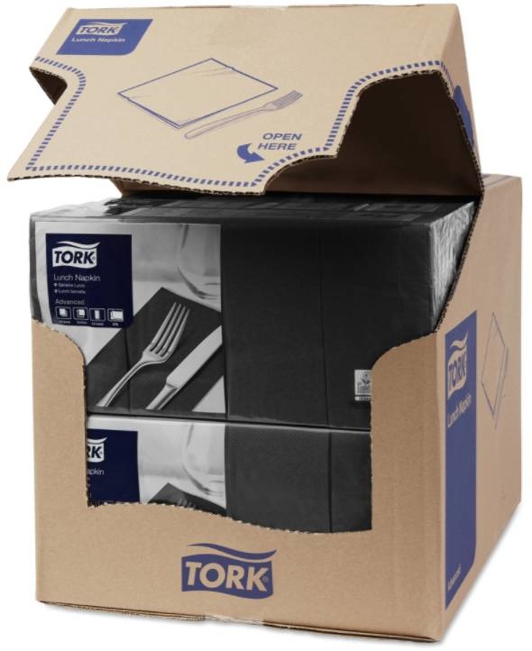 Tork Tork tissue servet 33x33cm 2-laags 1/4-vouw zwart 10x200
