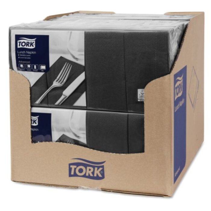 Tork Tork tissue servet 33x33cm 2-laags 1/4-vouw zwart 10x200