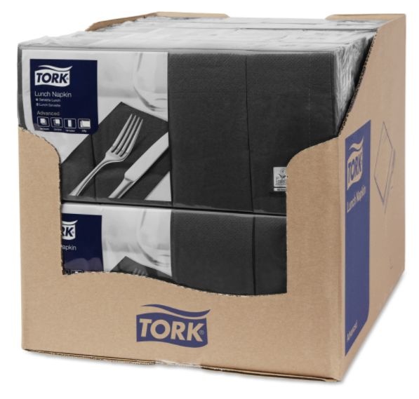 Tork Tork tissue servet 33x33cm 2-laags 1/4-vouw zwart 10x200