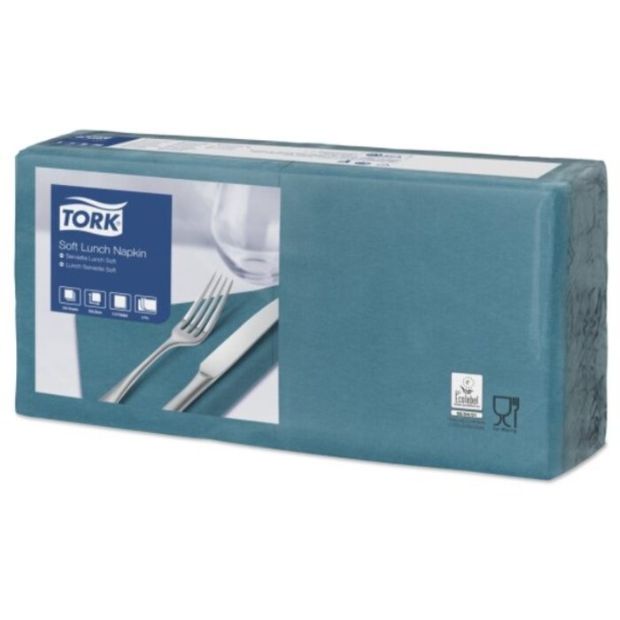 Tork Tork tissue servet 33x33cm 3-laags 1/4-vouw blauwgroen 10x150