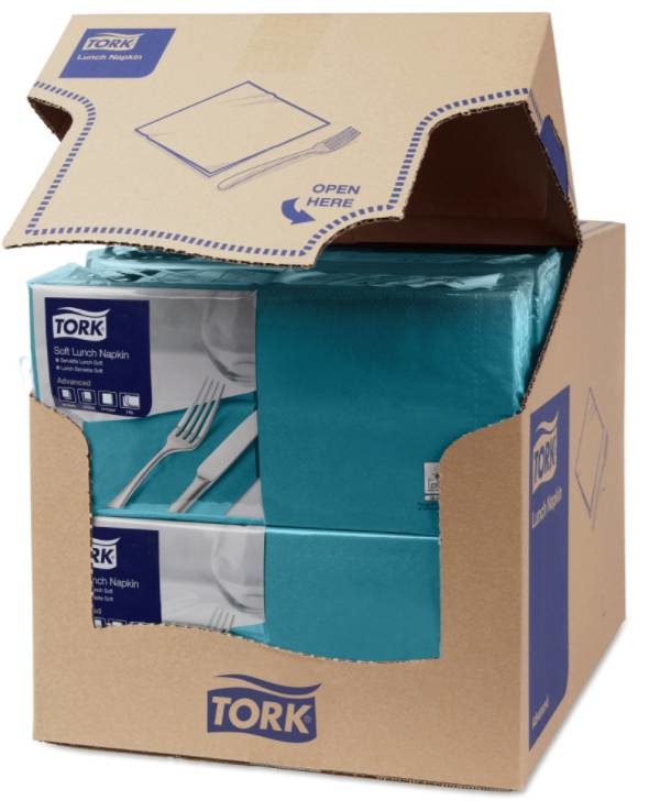 Tork Tork tissue servet 33x33cm 3-laags 1/4-vouw blauwgroen 10x150