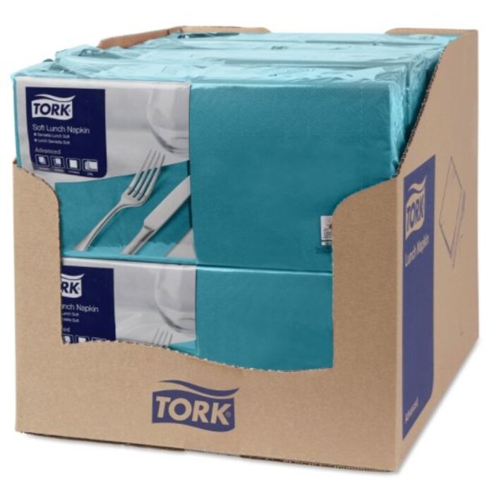 Tork Tork tissue servet 33x33cm 3-laags 1/4-vouw blauwgroen 10x150