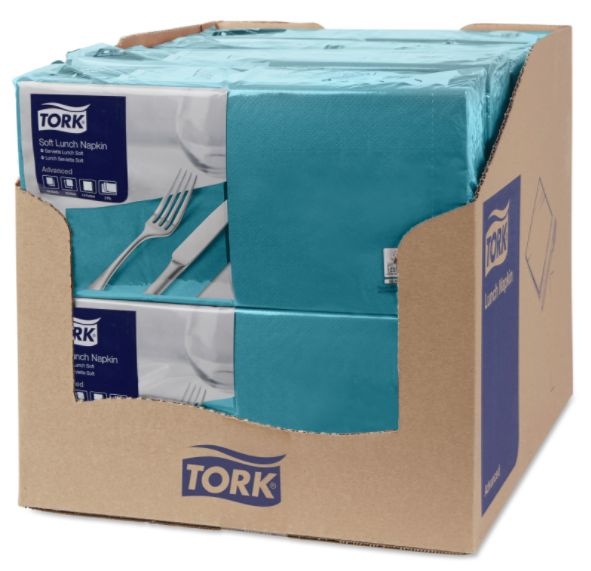 Tork Tork tissue servet 33x33cm 3-laags 1/4-vouw blauwgroen 10x150