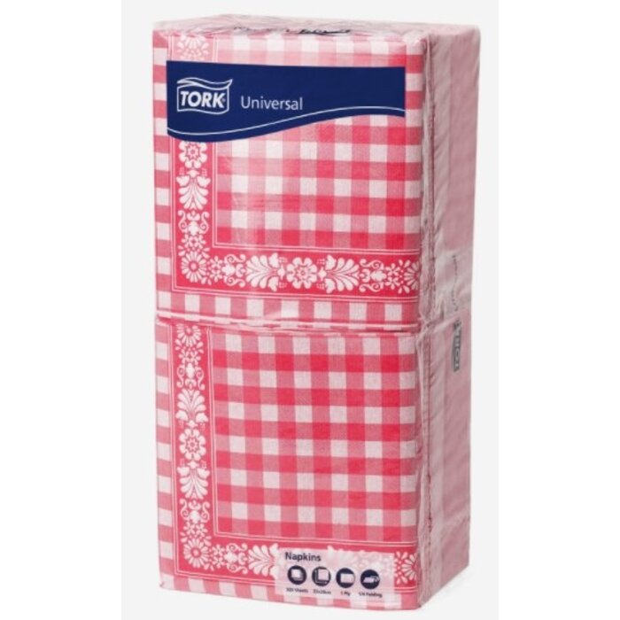 Tork Tork Lunchservet 33x33cm 1-laags 1/4-vouw 10x500 Red Check