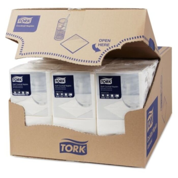 Tork Tork Soft Cockailservet 24x24cm 3-laags 1/4-vouw 15x200 wit
