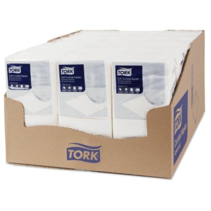 Tork Tork Soft Cockailservet 24x24cm 3-laags 1/4-vouw 15x200 wit
