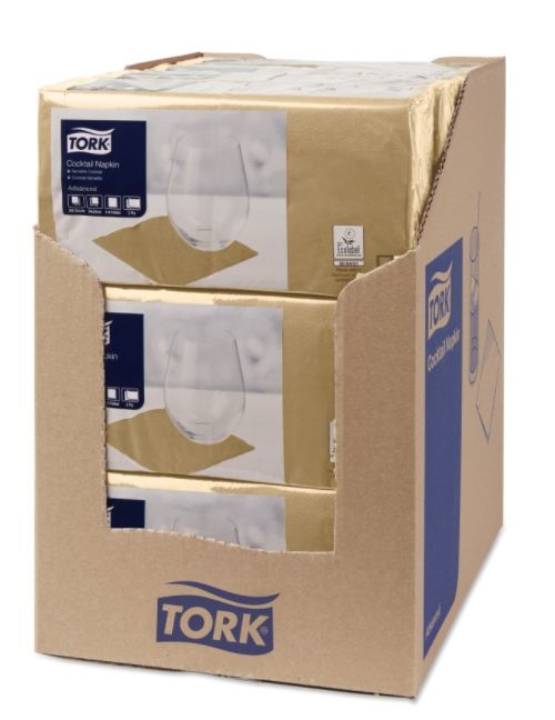 Tork Tork Cocktailservet 24x24cm 2-laags 1/4-vouw 12x200 biscuit
