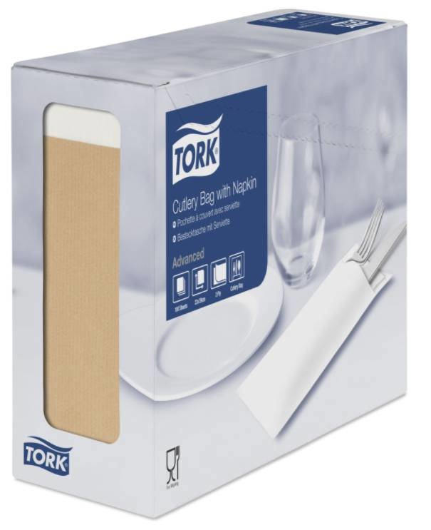 Tork Tork bestekzakje met 2-laags servet wit 5x100 naturel