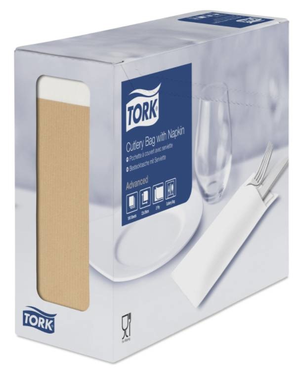 Tork Tork bestekzakje met 2-laags servet wit 5x100 naturel