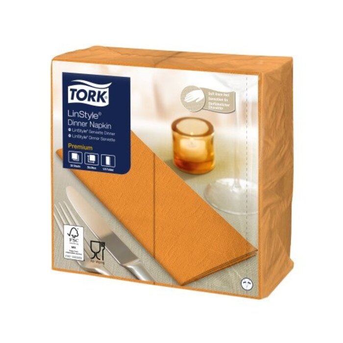 Tork Tork LinStyle® Dinnerservet 39x39cm 1/8-vouw 12x50 oranje