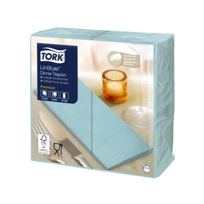 Tork Tork LinStyle® Dinnerservet 39x39cm 1/8-vouw 12x50 aqua blue
