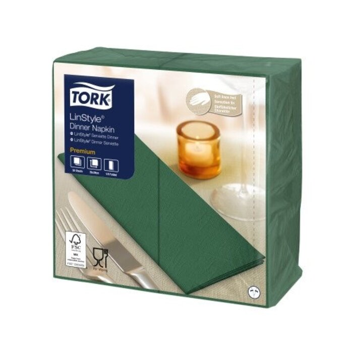 Tork Tork LinStyle® Dinnerservet 39x39cm  1/8-vouw 12x50 mountain pine green