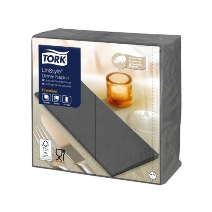 Tork Tork LinStyle® Dinnerservet 39x39cm 1/8-vouw 12x50 antraciet