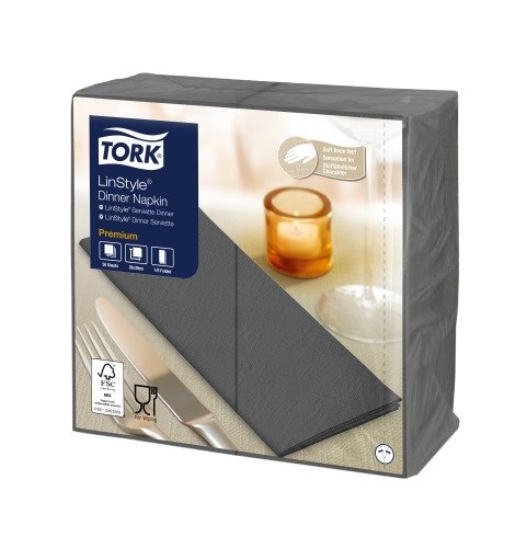 Tork Tork LinStyle® Dinnerservet 39x39cm 1/8-vouw 12x50 antraciet