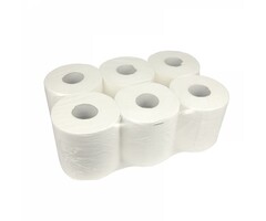 Eigen merk Poetsrollen Midi, 6x 160M, 20CM, 2-laags, cellulose, wit