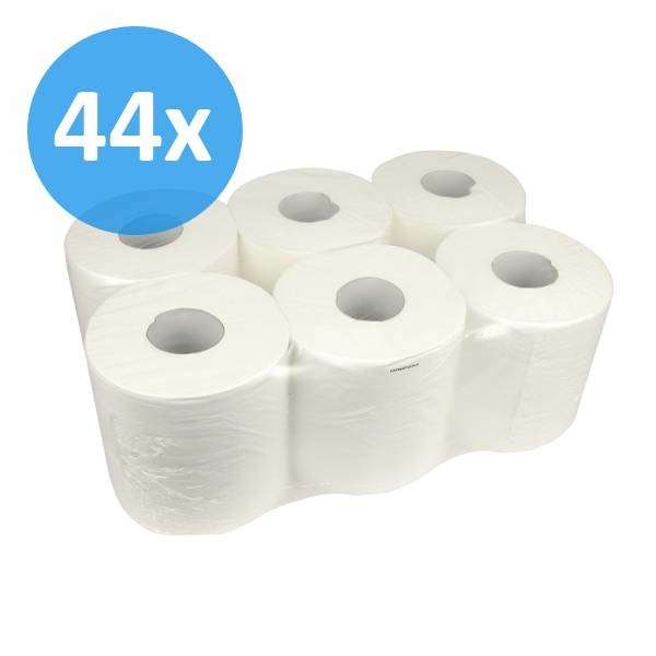 Eigen merk PALLET Poetsrollen Midi, 2-laags, cellulose, wit, 6x 160M