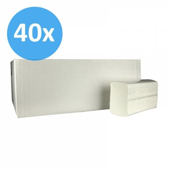 Eigen merk PALLET Vouwhanddoekjes Multifold, 2-laags, cellulose wit